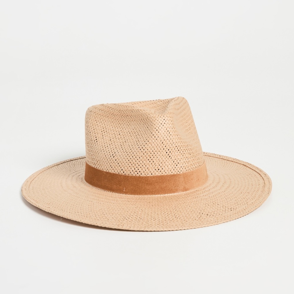 Janessa Leone Tan Fedora Hat with Wide Brim